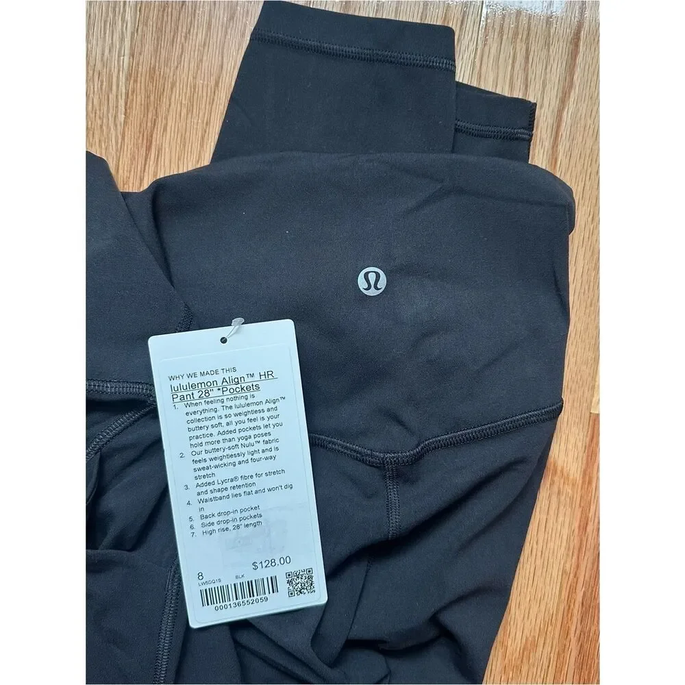 NWT 8 28” Align Side Pockets Lululemon Align High-Rise Pant 25